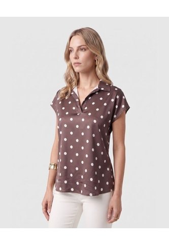 Blusa Cuello Camisero Manga Corta Mujer  Para Mujer Café Patprimo Patprimo