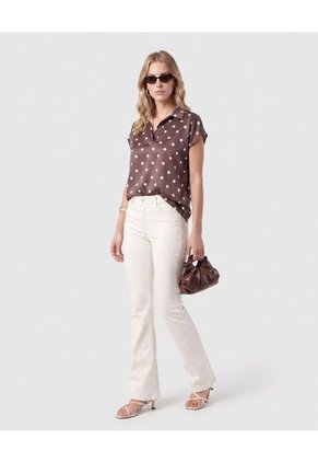 Blusa Cuello Camisero Manga Corta Mujer  Para Mujer Café Patprimo