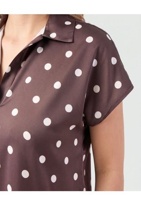 Blusa Cuello Camisero Manga Corta Mujer  Para Mujer Café Patprimo