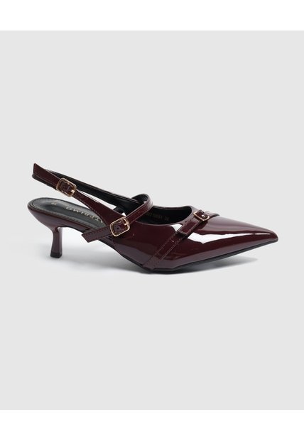 Tacones Destalonados Con Correas   Para Mujer Vino Patprimo
