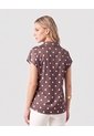 Blusa Cuello Camisero Manga Corta Mujer  Para Mujer Café Patprimo de Patprimo