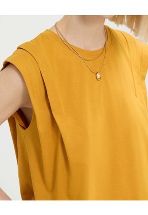 Camiseta Para Mujer Manga Sisa Cuello Redondo Color Amarillo Marca Patprimo #30093628