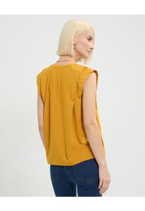 Camiseta Para Mujer Manga Sisa Cuello Redondo Color Amarillo Marca Patprimo #30093628