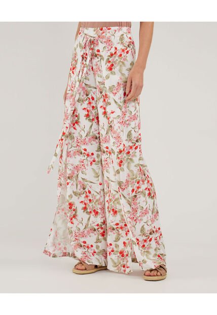 Pantalon Estampado Tipo Pareo  Para Mujer Rojo Patprimo