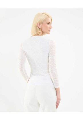 Camiseta Para Mujer Manga Larga Cuello Redondo Color Crema Marca Patprimo #30093635