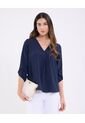 Blusa Manga 3/4 Unicolor   Para Mujer Azul Patprimo de Patprimo