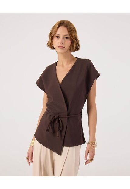 Blusa Para Mujer Manga Corta Color Café Marca Patprimo #30123613