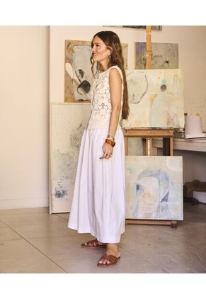 Falda  Para Mujer Largo Color Blanco Marca Patprimo #30148215