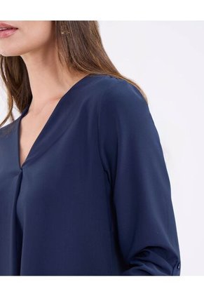 Blusa Manga 3/4 Unicolor   Para Mujer Azul Patprimo