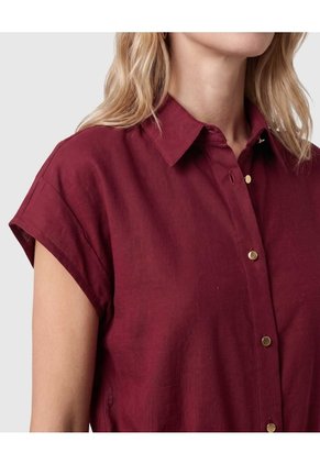 Vestido Camisero Con Cinturón Para Mujer Vino Patprimo