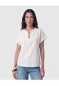 Blusa Cuello Mao A Rayas Para Mujer  Blanco Patprimo de Patprimo