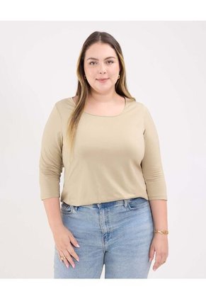 Camiseta Para Mujer Manga 3/4 Cuello Redondo Color Café Marca Patprimo #14091424