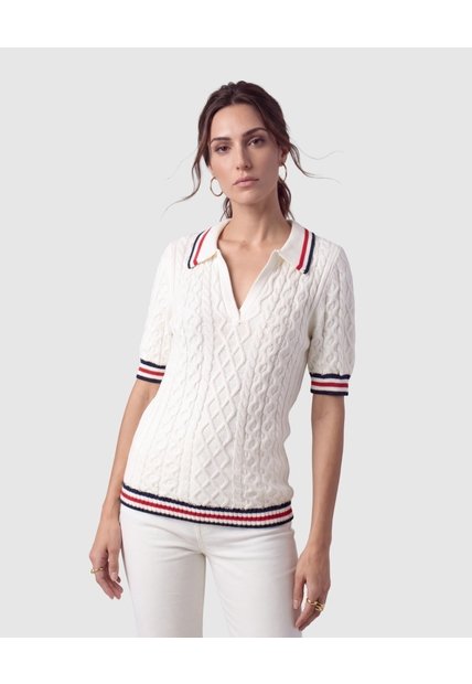 Polo Tejido Punto Para Mujer  Crudo Patprimo
