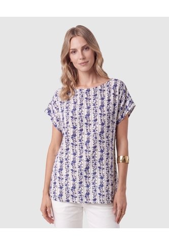 Blusa Manga Corta Cuello Redondo Para Mujer  Blanco Patprimo Patprimo