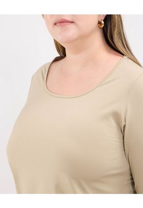 Camiseta Para Mujer Manga 3/4 Cuello Redondo Color Café Marca Patprimo #14091424