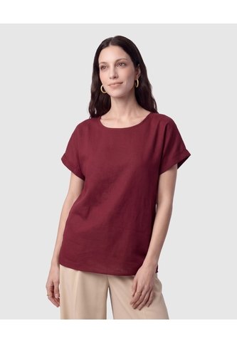 Blusa Manga Corta Dobladillo Para Mujer  Vino Patprimo Patprimo