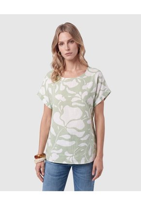 Blusa Manga Corta Dobladillo Para Mujer Verde Patprimo