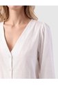 Blusa Cuello En V Detalles Calados Mujer  Blanco Patprimo de Patprimo
