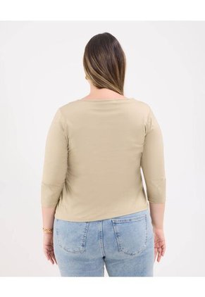 Camiseta Para Mujer Manga 3/4 Cuello Redondo Color Café Marca Patprimo #14091424