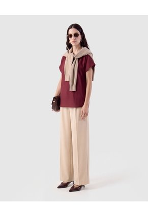 Blusa Manga Corta Dobladillo Para Mujer  Vino Patprimo