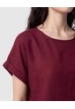 Blusa Manga Corta Dobladillo Para Mujer  Vino Patprimo de Patprimo