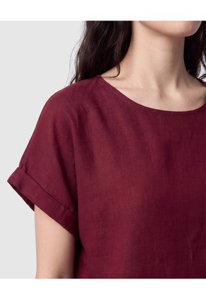 Blusa Manga Corta Dobladillo Para Mujer  Vino Patprimo