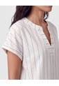 Blusa Cuello Mao A Rayas Para Mujer  Blanco Patprimo de Patprimo