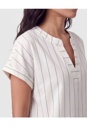 Blusa Cuello Mao A Rayas Para Mujer Blanco Patprimo
