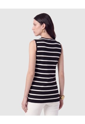 Chaleco A Rayas Tejido Para Mujer  Negro Patprimo