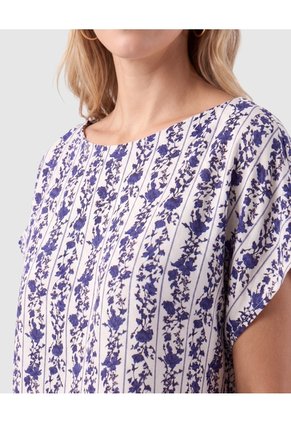 Blusa Manga Corta Cuello Redondo Para Mujer Blanco Patprimo