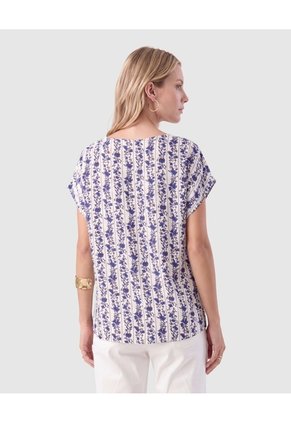 Blusa Manga Corta Cuello Redondo Para Mujer Blanco Patprimo