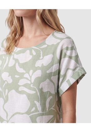 Blusa Manga Corta Dobladillo Para Mujer Verde Patprimo