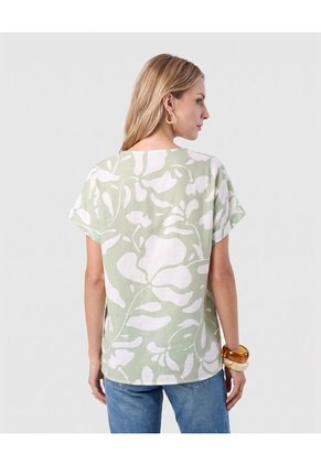 Blusa Manga Corta Dobladillo Para Mujer Verde Patprimo