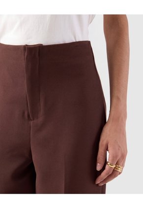 Pantalón Recto Tiro Alto Para Mujer  Café Patprimo