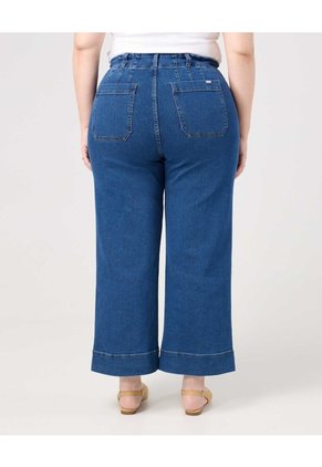 Jean Culotte Tiro Alto Para Mujer Curvy Azul Patprimo