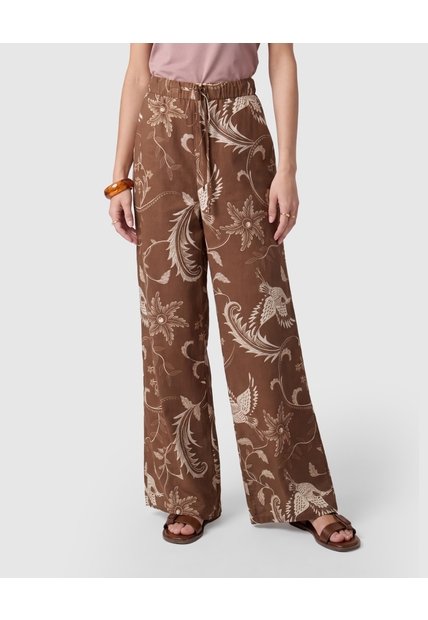 Pantalón Estampado Bota Ancha Para Mujer  Café Patprimo