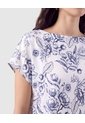Blusa Estampada Cuello Redondo Para Mujer  Blanco Patprimo de Patprimo