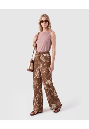 Pantalón Estampado Bota Ancha Para Mujer Café Patprimo