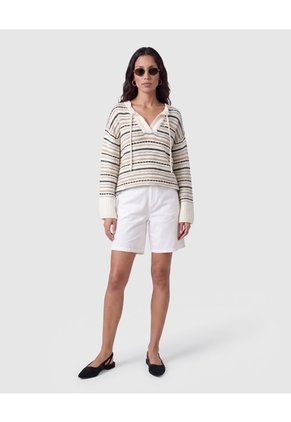 Saco Tejido Cuello Lazo Para Mujer  Crema Patprimo
