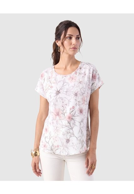 Blusa Manga Corta Caída Para Mujer  Blanco Patprimo