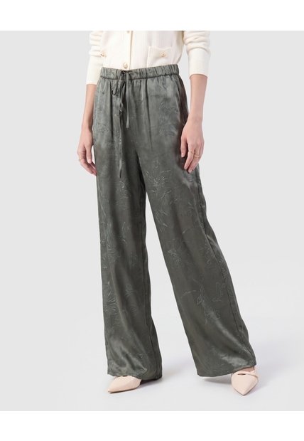Pantalón Estampado Fluido Para Mujer  Verde Patprimo