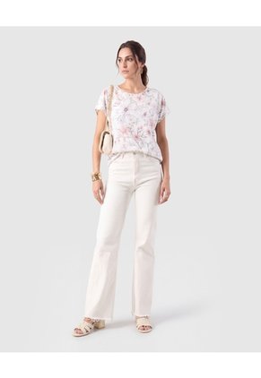 Blusa Manga Corta Caída Para Mujer Blanco Patprimo