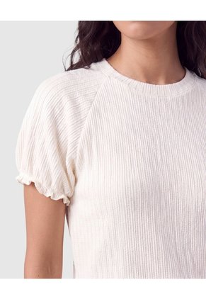 Camiseta Manga Abullonada Para Mujer Crema Patprimo
