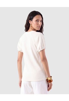 Camiseta Manga Abullonada Para Mujer Crema Patprimo