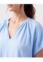 Blusa Cuello V Manga Corta Mujer  Azul Patprimo de Patprimo