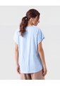 Blusa Cuello V Manga Corta Mujer  Azul Patprimo de Patprimo
