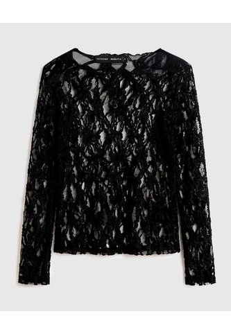 Camiseta Manga Larga Encaje Para Mujer  Negro Patprimo Patprimo