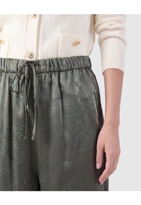 Pantalón Estampado Fluido Para Mujer Verde Patprimo