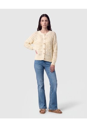 Saco Calado Con Botones Para Mujer Crema Patprimo