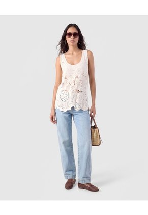 Camiseta Sisa Tejida Texturizada Para Mujer Crema Patprimo